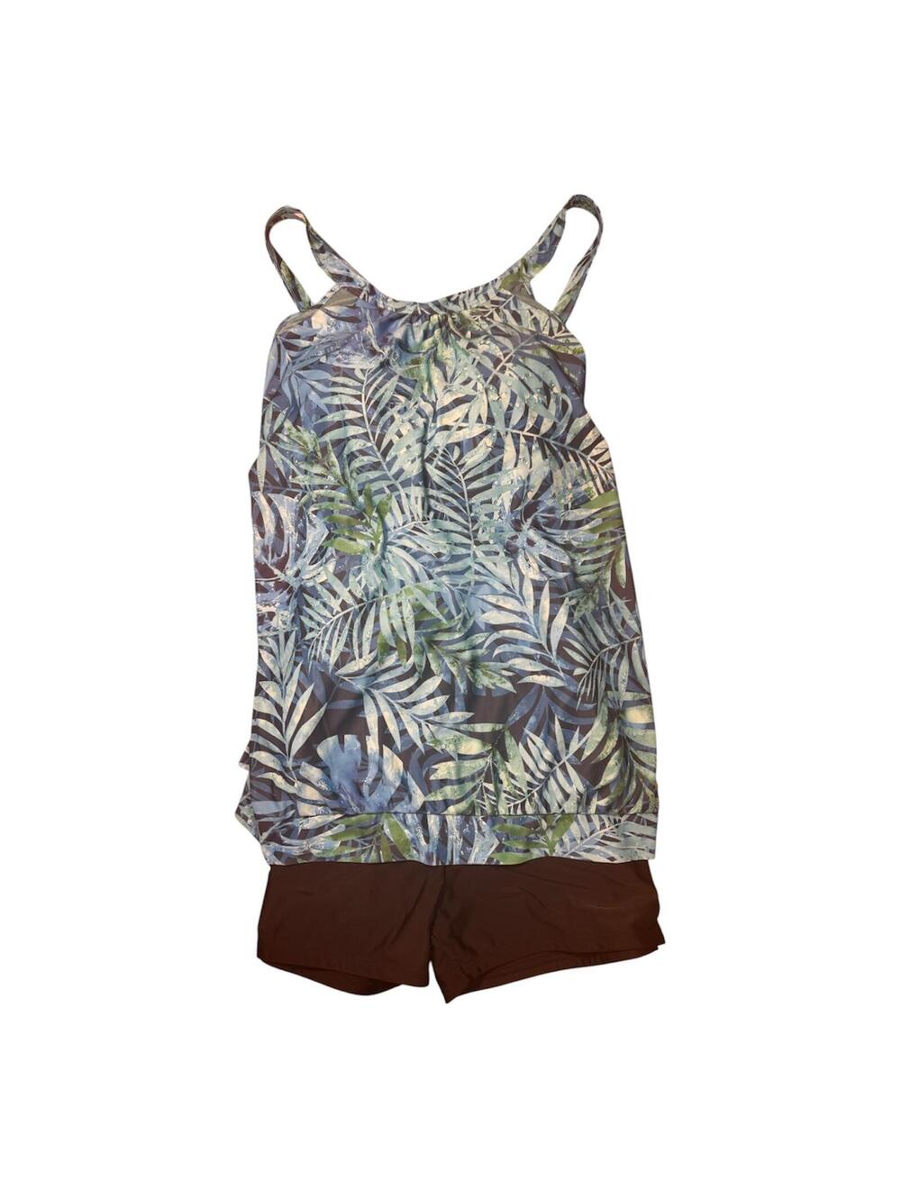 Women’s Tropical Print Tankini Swim Set with Shorts Size 22W